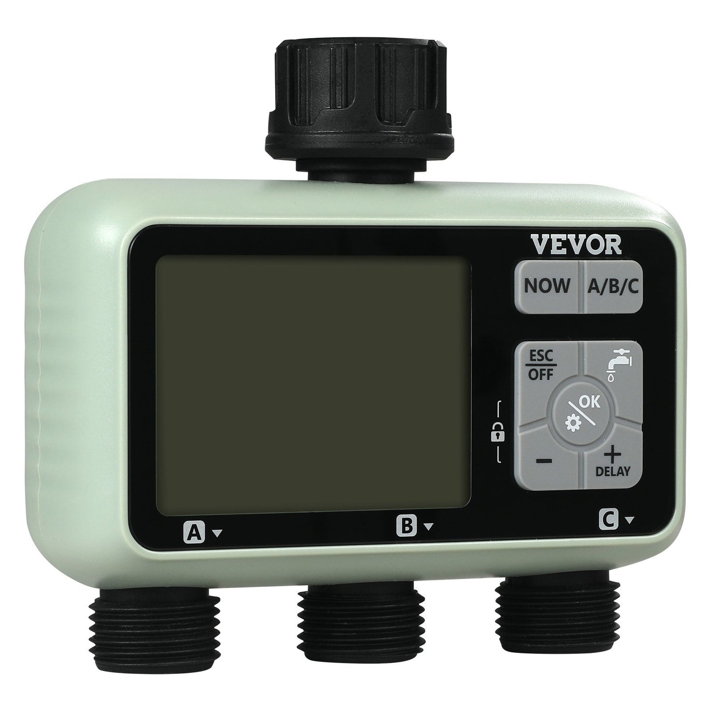 VEVOR Water Timer, 3 Outlets, Hose Watering Sprinkler Timer, with 3 Independent Watering Zone LCD Display Rain Delay Mode Manual Mode 360° Brass Inlet Metal Filter, IPX6 Waterproof for Yard Watering