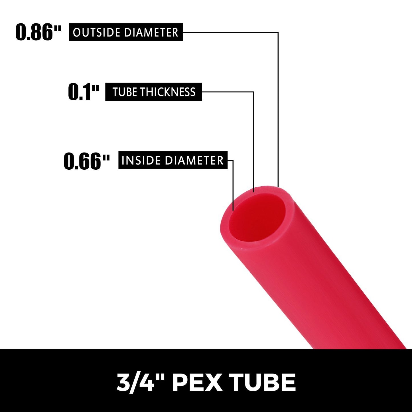 VEVOR 3/4" X 300Ft PEX Tubing Oxygen Barrier O2 EVOH Pex-B Red Hydronic Radiant Floor Heat Heating System Pex Pipe Pex Tube (3/4" O2-Barrier, 300Ft/Red)