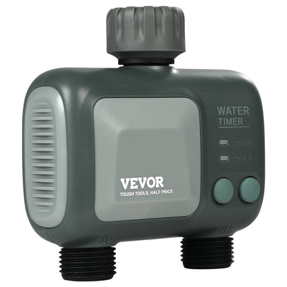 VEVOR WiFi Sprinkler Timer, 2 Outlets, Smart Hose Faucet Water Timer with Brass Inlet, APP Control via 2.4Ghz WiFi or Bluetooth, Voice Control with Alexa and Google Assistant, IPX6 for Yard Watering