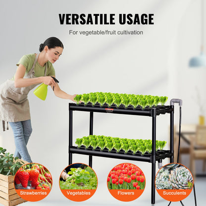 VEVOR Hydroponics Growing System 72 Sites 2-Layer Hydroponic Grow Kit PVC Pipes