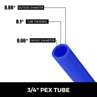 VEVOR 3/4" PEX Tubing 300Ft Non-Barrier PEX Pipe Blue Pex-b Tube Coil for Hot and Cold Water Plumbing Open Loop Radiant Floor Heating System PEX Tubing (3/4" Non-Barrier, 300Ft/Blue)