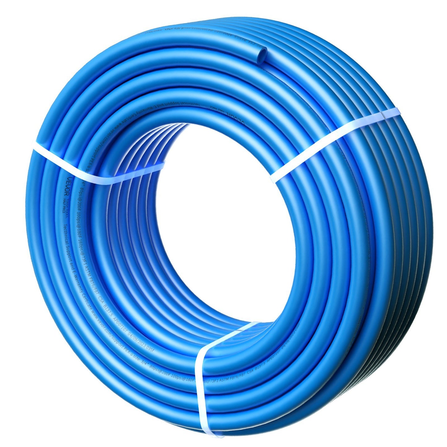 VEVOR PEX Pipe 3/4 Inch, 100 Feet Length PEX-B Flexible Pipe Tubing for Potable Water, Pex Water Lines for Hot/Cold Water & Easily Restore, Plumbing Applications with Free Cutter & Clamps ,Blue