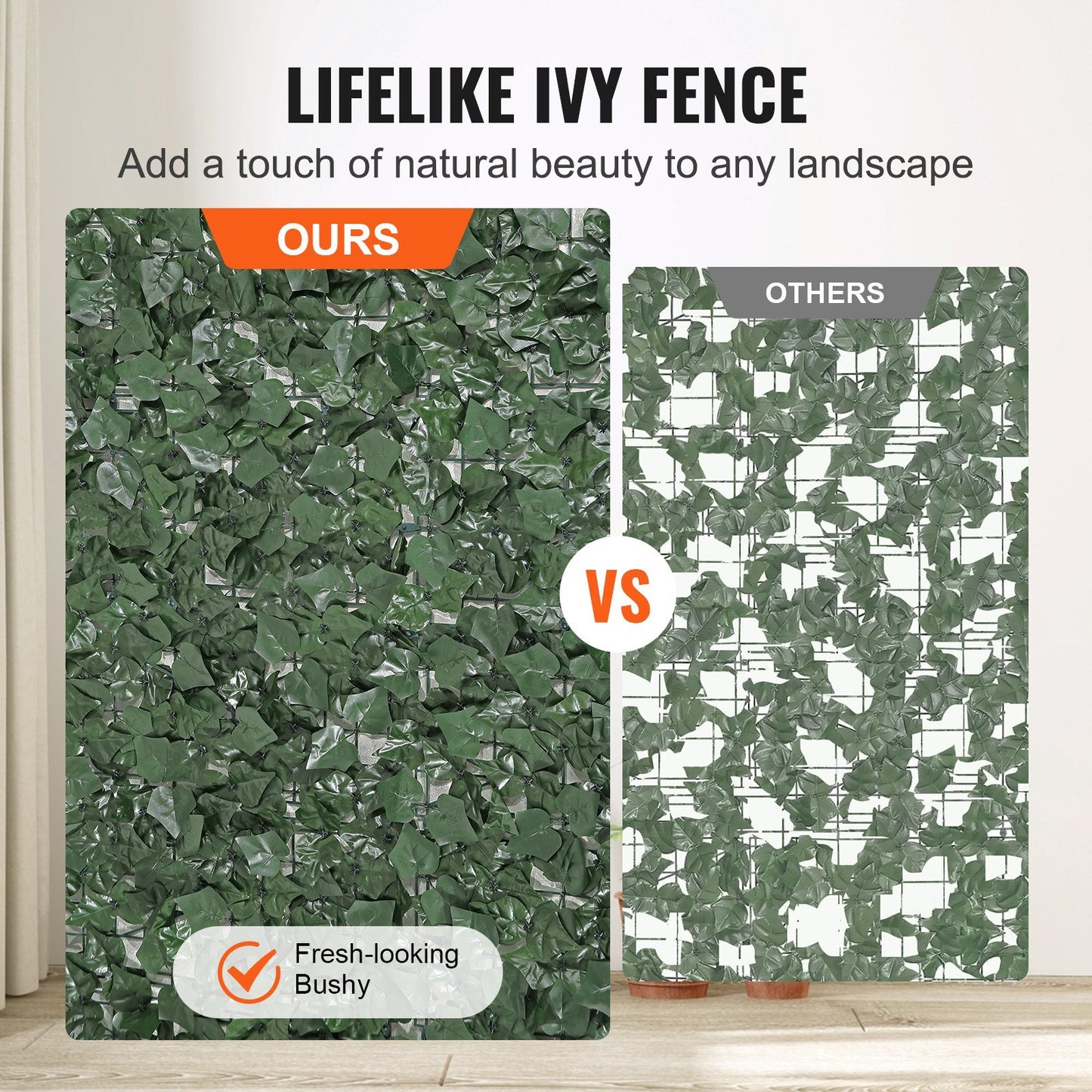 VEVOR Ivy Privacy Fence, 59 x 98 in Artificial Green Wall Screen, Greenery Ivy Fence with Strengthened Joint, Faux Hedges Vine Leaf Decoration for Outdoor Garden, Yard, Balcony, Patio Decor