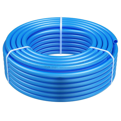 VEVOR PEX Pipe 3/4 Inch, 100 Feet Length PEX-B Flexible Pipe Tubing for Potable Water, Pex Water Lines for Hot/Cold Water & Easily Restore, Plumbing Applications with Free Cutter & Clamps ,Blue