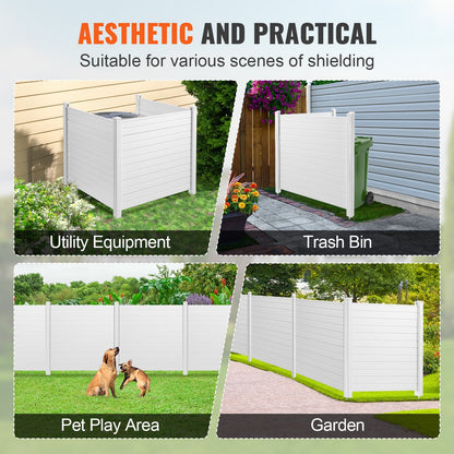 VEVOR Outdoor Privacy Screens, 50" W x 50" H Air Conditioner Fence, Pool Equipment Enclosure, Horizontal Vinyl Privacy Fence, Perfect to Enclose Trash Can and A/C Units (3-Panel)