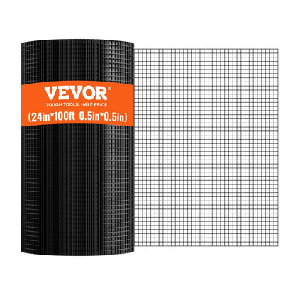 VEVOR Hardware Cloth, 24'' x 100' Galvanized Wire Mesh Roll, 19 Gauge Chicken Wire Fence Roll, Vinyl Coating Metal Wire Mesh for Chicken Coop Barrier, Rabbit Snake Fences, Poultry Enclosures