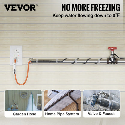 VEVOR Self-Regulating Pipe Heating Cable, 80-feet 5W/ft Heat Tape for Pipes Freeze Protection, Protects PVC Hose, Metal and Plastic Pipe from Freezing, 120V