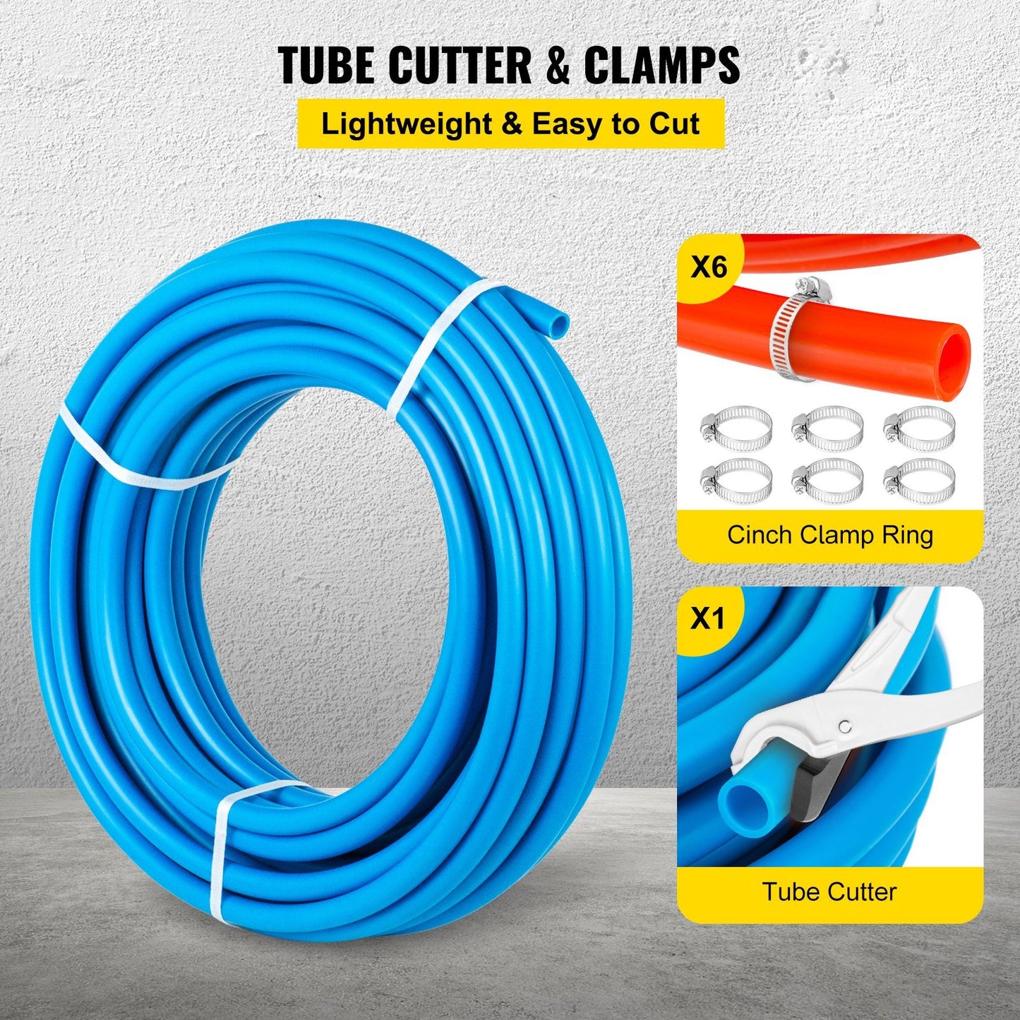 VEVOR PEX Tubing Oxygen Barrier - 2 Rolls of 1/2 Inch X 300 Feet Tube Coil - EVOH PEX-B Pipe for Residential Commercial Radiant Floor Heating Pex Pipe (1/2" O2-Barrier, 2x300Ft/Red+Blue)