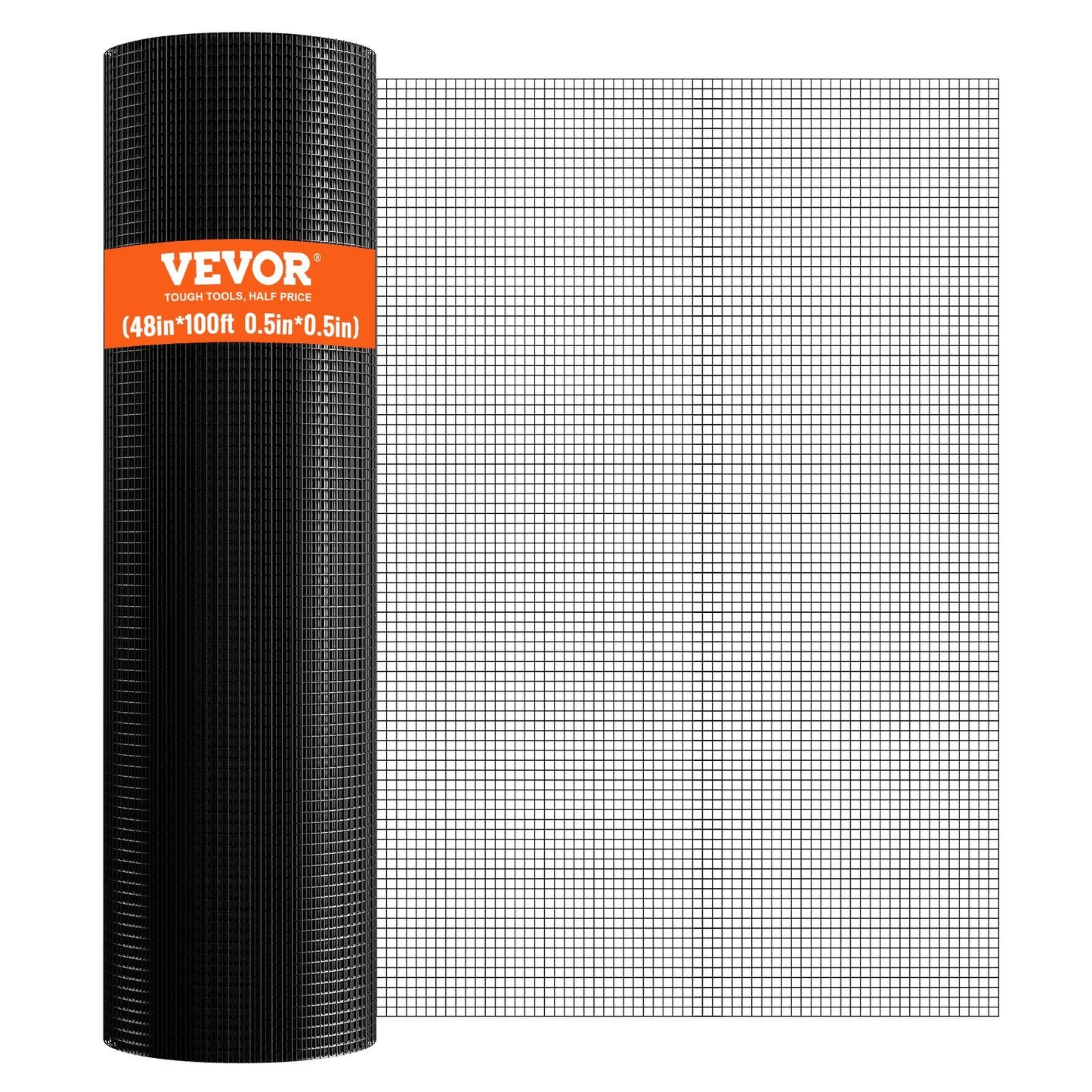 VEVOR Hardware Cloth, 48'' x 100' Galvanized Wire Mesh Roll, 19 Gauge Chicken Wire Fence Roll, Vinyl Coating Metal Wire Mesh for Chicken Coop Barrier, Rabbit Snake Fences, Poultry Enclosures