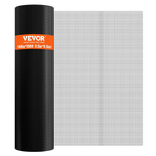 VEVOR Hardware Cloth, 48'' x 100' Galvanized Wire Mesh Roll, 19 Gauge Chicken Wire Fence Roll, Vinyl Coating Metal Wire Mesh for Chicken Coop Barrier, Rabbit Snake Fences, Poultry Enclosures